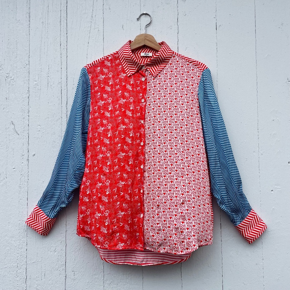 ME369 “Friday Mood On” Shirt | Size Small | 100% Viscose | Bold Print